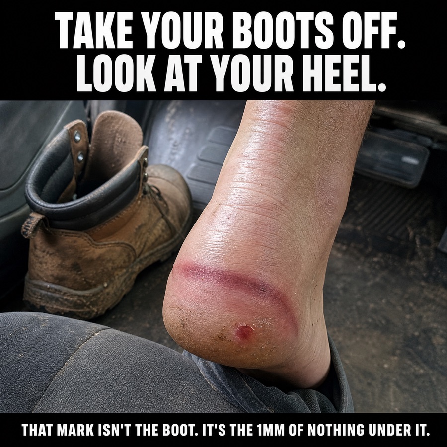 Static ad: Take your boots off, look at your heel